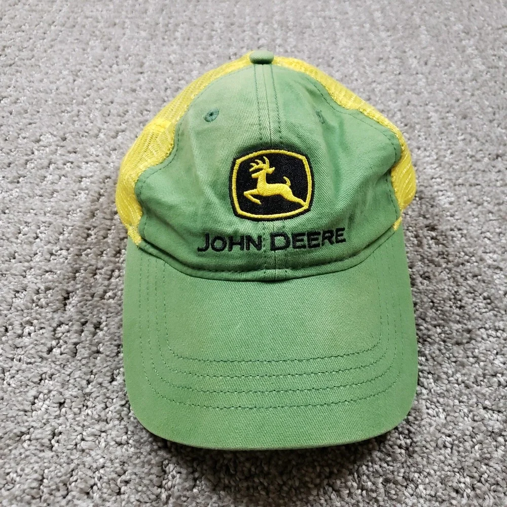 John Deere Hat Youth Snapback Mesh Trucker One size Green/Yellow